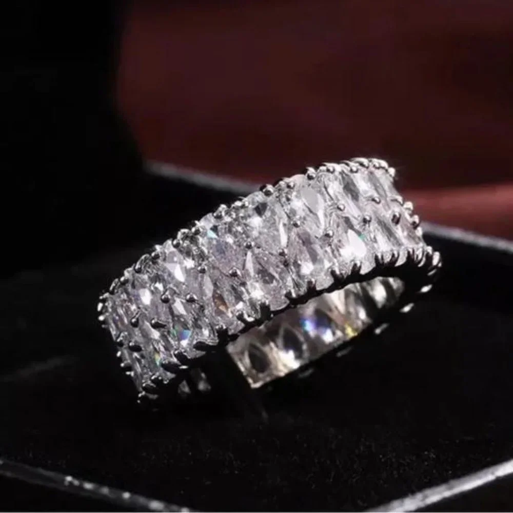NEW ETERNITY BAND 925 STERLING SILVER DIAMOND RING, CUTE RING, SHINY RING. - Picture 6 of 6